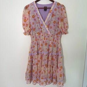 Taylor Floral V-Neck Colorful Dress Size 8